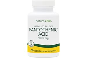 NaturesPlus Pantothenic Acid, Sustained Release - 1000 mg, 60 Tablets - High-Potency Vitamin B5 Supplement - Vegetarian, Gluten Free - 60 Servings