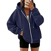 Trendy Queen Womens Zip Up Hoodies 2026 Oversized Sweatshirt