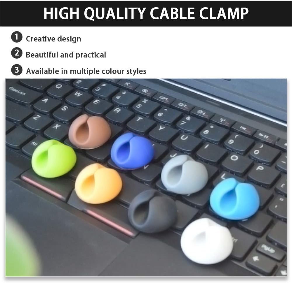 YOFASEN Cable Clips Reusable - Self Adhesive Clips Holders for Cable Management White, 10pcs - Image 5