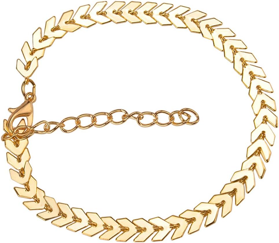 Yanluu Gold Plated Arrow Link Bracelet for Women 6"