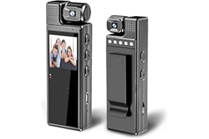 WOTCHA Mini Body Camera with 180° Rotating Lens, HD 1080P Worn Body Cam with Motion Detection & 1.3" Color Screen, Portable Video Recorder for Travel, Cycling, Hiking