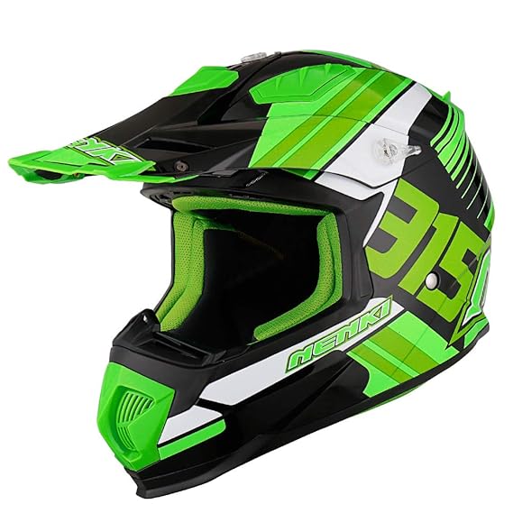 NENKI NK-315 Motocross-Helm MX Offroad ATV Quad Helm für Männer und Frauen mit ECE-Zulassung (Black Green White, L)