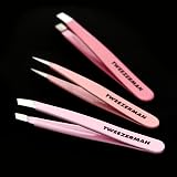 Tweezerman Pink Micro Mini Tweezer Set 3 Pieces Slant Straight Point Case view 4
