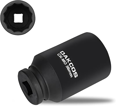 DAKCOS 36mm Deep Impact Socket 1/2 IN Drive 12 Point Chrome Molybdenum