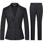Lamgool Women's 2 Piece Business Suit Single Breasted Blazer Pant Set Slim Fit for Work Office Daily Wear