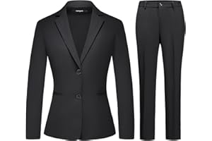 Lamgool Women's 2 Piece Business Suit Single Breasted Blazer Pant Set Slim Fit for Work Office Daily Wear