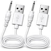 VibeMax (2-Pack) USB to DC 2.5mm Pin Charger &ndash; Replacement Charging Cables for Massagers (This is NOT Barrel Jack)