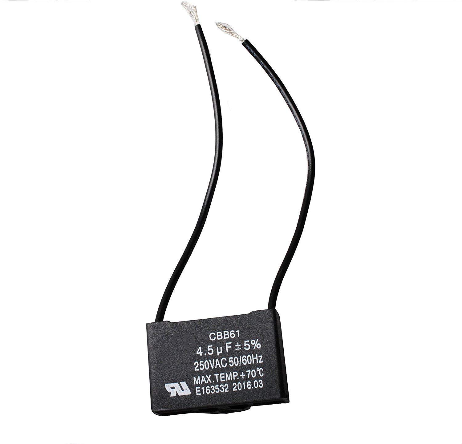 Amazon Com 2 Wire Ceiling Fan Capacitor For New Tech Cbb61 4 5uf