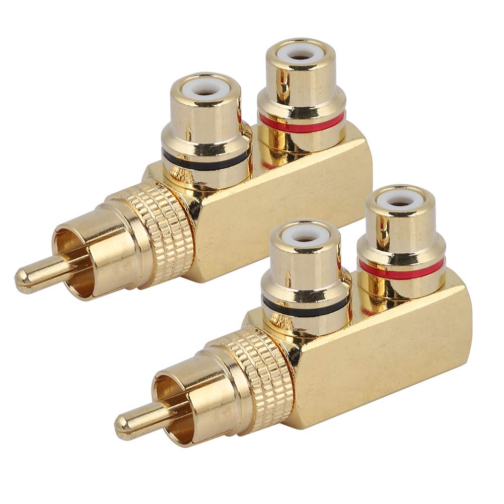 Dpofirs 2PCS AV Splitter, Male to 2 Female Copper Plated Gold Audio/Video Signals from Camera Amplifiers DVDs Recorders to Multiple TVs Stereos for TV Mixer Video Player DVD