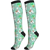 Guiteinyi Avocado Compression Socks Women Men Knee High Stock for Running Work Support Nurses Travel