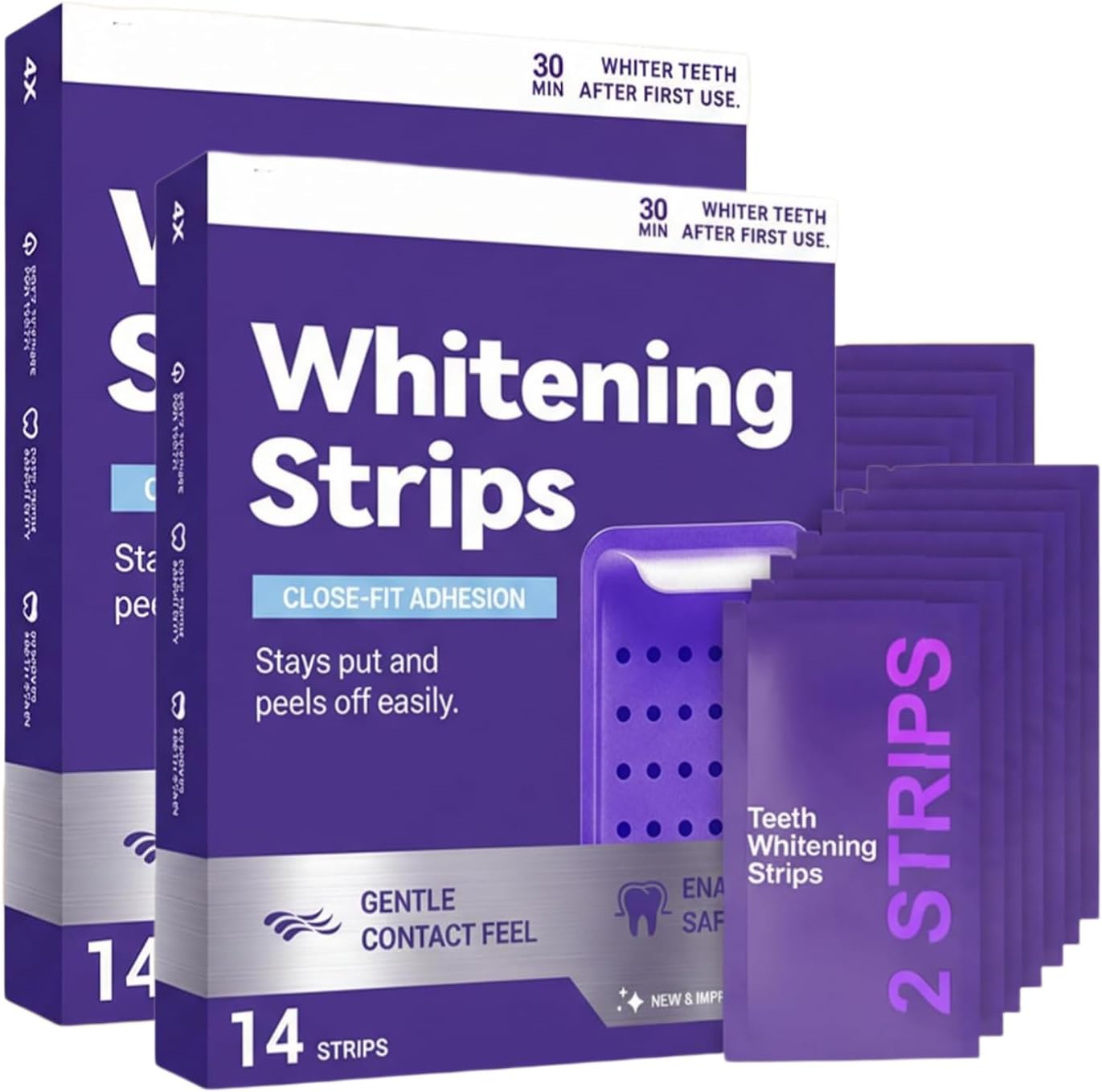 Purple Teeth Whitening Strips, Effectively Removes Surface Stains & Natural Shine28PCS（2 pieces）