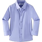 DILBYKE Boys’ Long Sleeve Dress Shirt Solid Button Down Cotton Shirts Uniform Woven Button Up Shirt