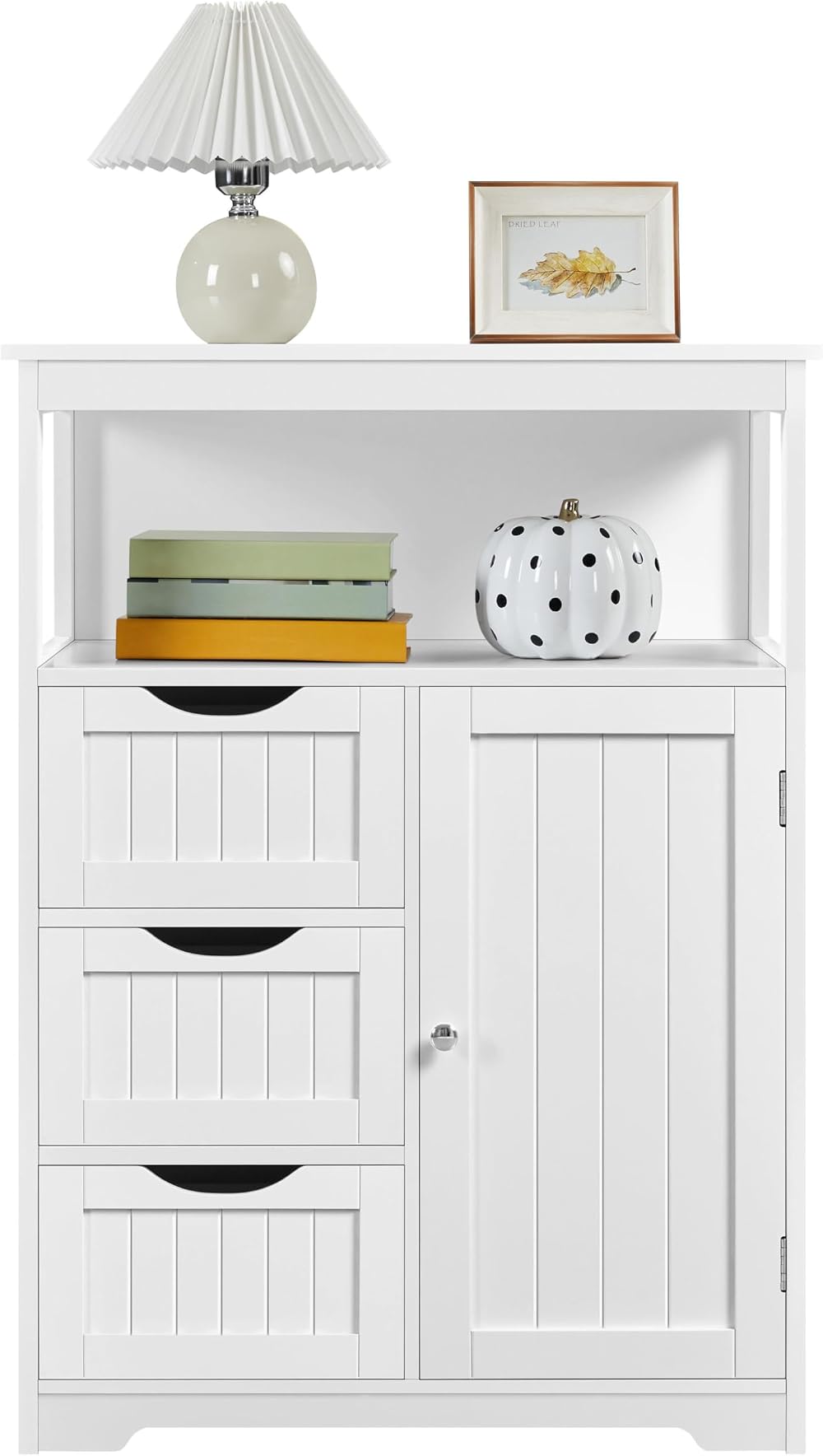 Yaheetech Free-Standing Bathroom Cabinet with Open Shelf White 66x35x90cm