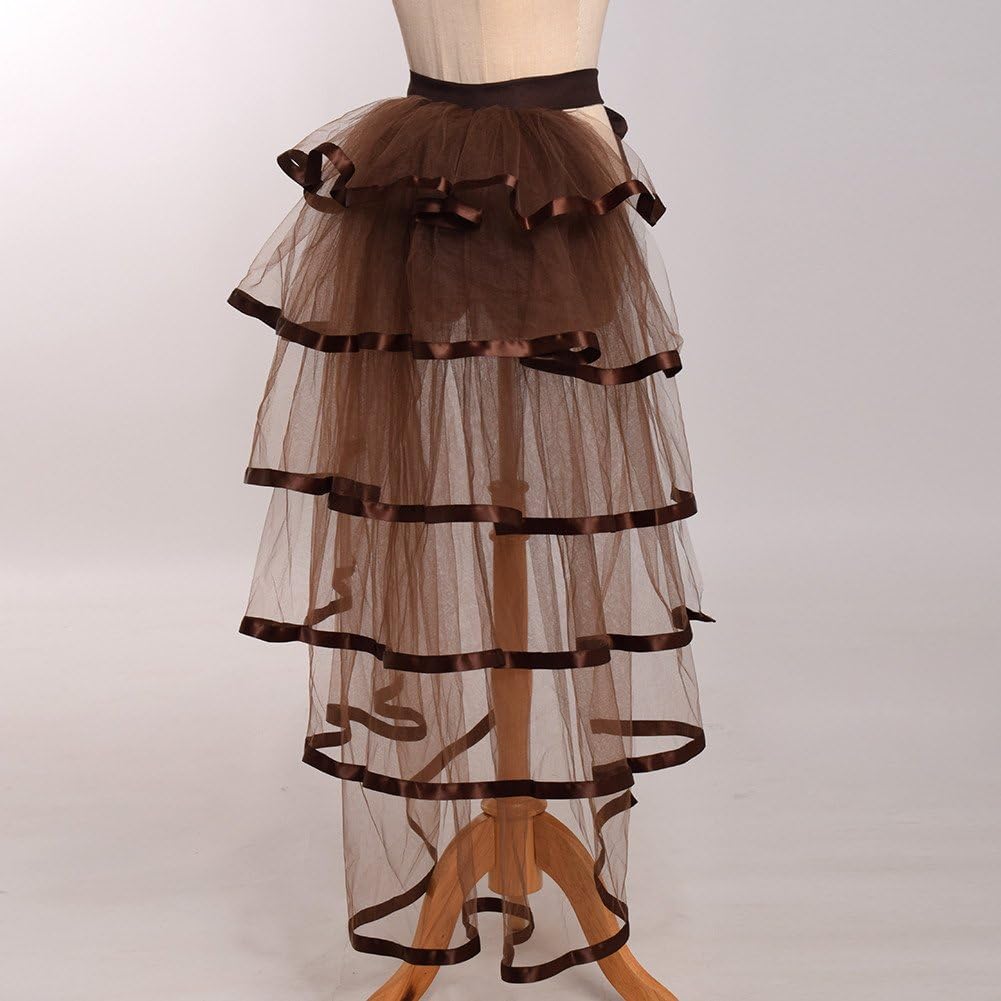 GRACEART Victorian Steampunk Tulle Bustle Vintage Tutu Belt Lace Underskirt Neo-Gothic Costume Brown - Image 5