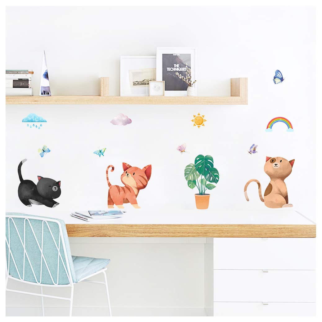 Buy Lovely Butterfly Cat Wall Stickers For Children Rooms Home