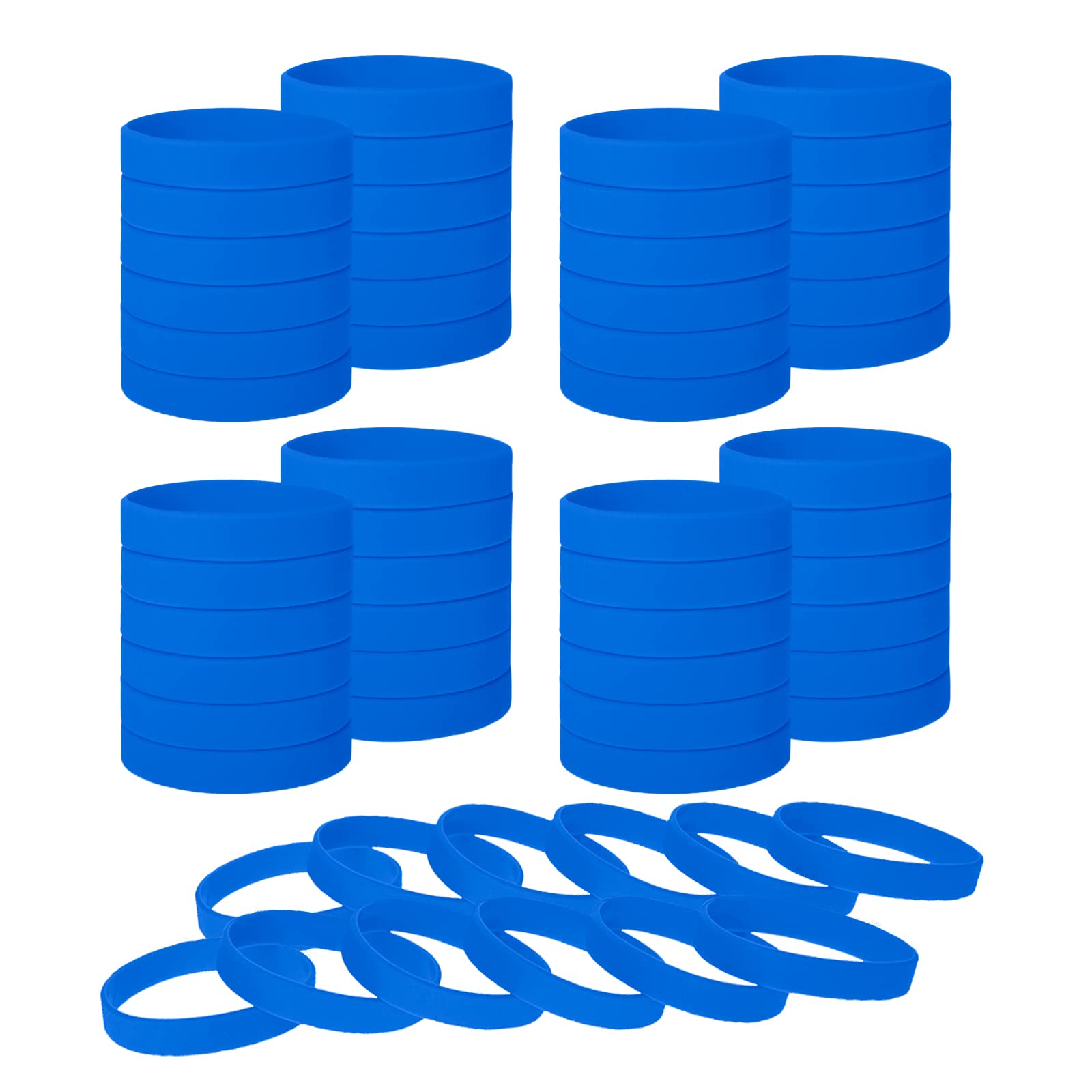 GOGO 60 PCS Silicone Bracelets Adult-Sized Rubber Band Bracelets Wristbands for Party - Royal Blue