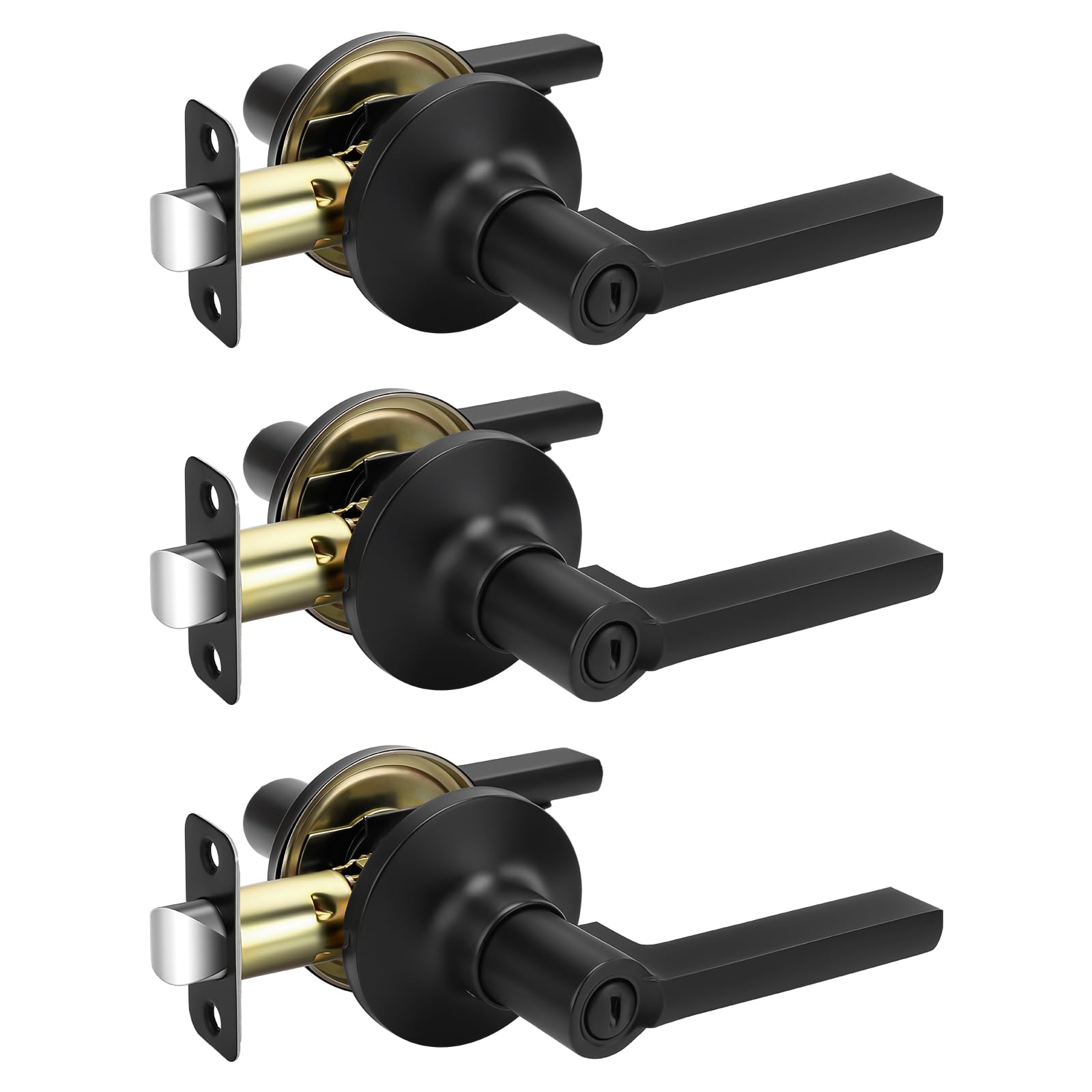 Photo 1 of Haidms Black Door Handles Interior, Privacy Matte Black Interior Door Handles for Bedroom Bathroom, Door Levers Right&Left Handing, 3 Pack