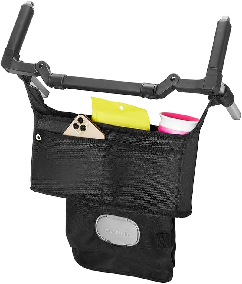 Munchkin Pram Organiser Pushchair Organizer with 2 Cup Holders Black