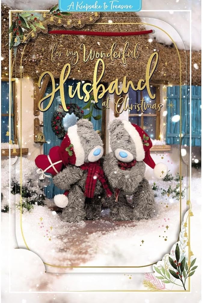 Me To You Bear 3D Holographic Wonderful Husband Christmas Card