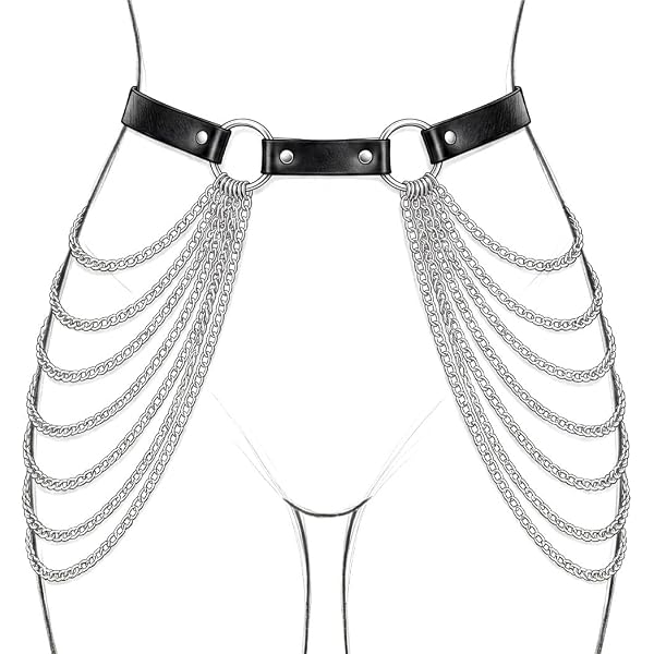 Amazon.com: Brishow Punk Gothic Waist Chain Belt Leather  display picture 1