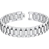 ChainsHouse Wristband ID Bracelets for Men, Stainless Steel/18K Gold/Black Metal Plated, Personalized Engrave Chunky Bracelet Bangle, with Removal Tool, 15MM/15.5MM Width, 8.27-8.66 Inch Length
