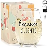 Because Clients 16oz Stemless Wine Glass, Funny Wine Glasses For Women, Nail Tech, Hairdresser, Makeup Artist, Lawyer, Realtor, Real Estate Agents, Perfect Birthday Or Christmas Gift For Adult