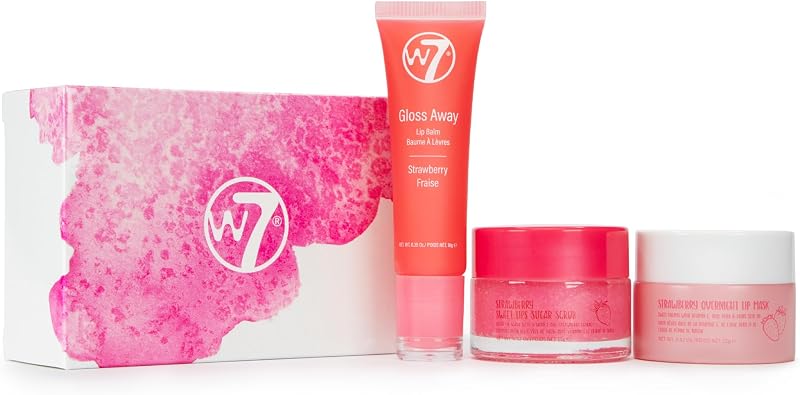 W7 Sweet Dreams Lip Care Set Strawberry Overnight Mask Balm Scrub