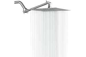 Lordear 10 Inch Rain Shower Head with Extension arm,304 Stainless Steel High Pressure Bathroom Shower head with Solid Brass 11 Inch Adjustable Extension Arm,Chrome