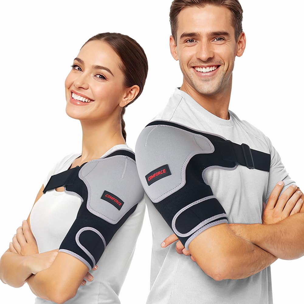 Photo 1 of Copper Compression Shoulder Brace, Rotator Cuff Support Brace for AC Joint Pain Relief, Arm Stability, Tendonitis, Shoulder Sleeves for Men and Women, Adjustable Straps Fits Left and Right Arm