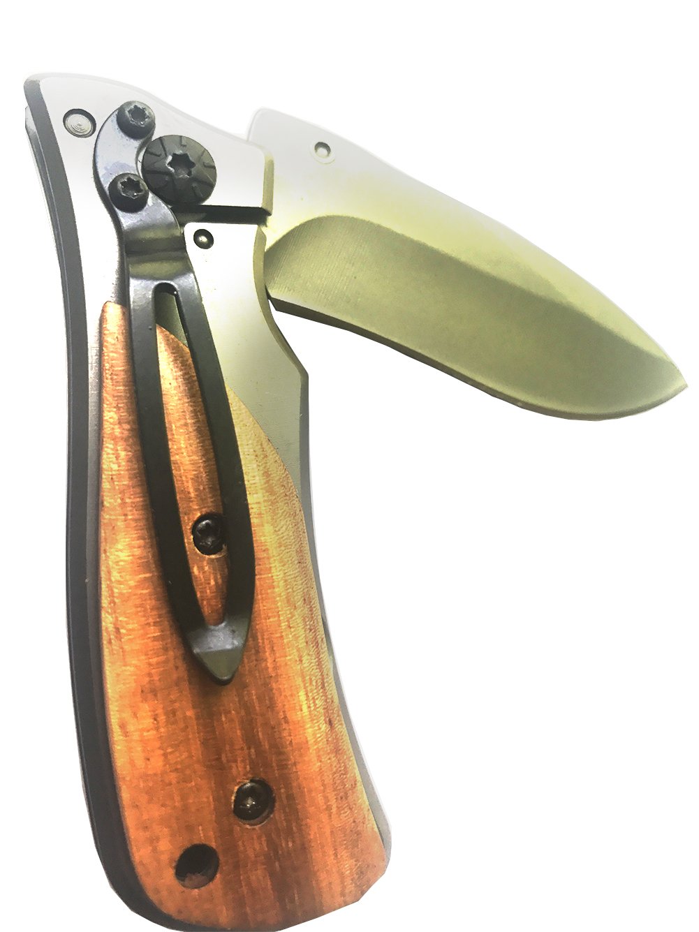 Folding Pocket Knife Multi Tool mit Holzgriff Klappmesser QBSPORTS