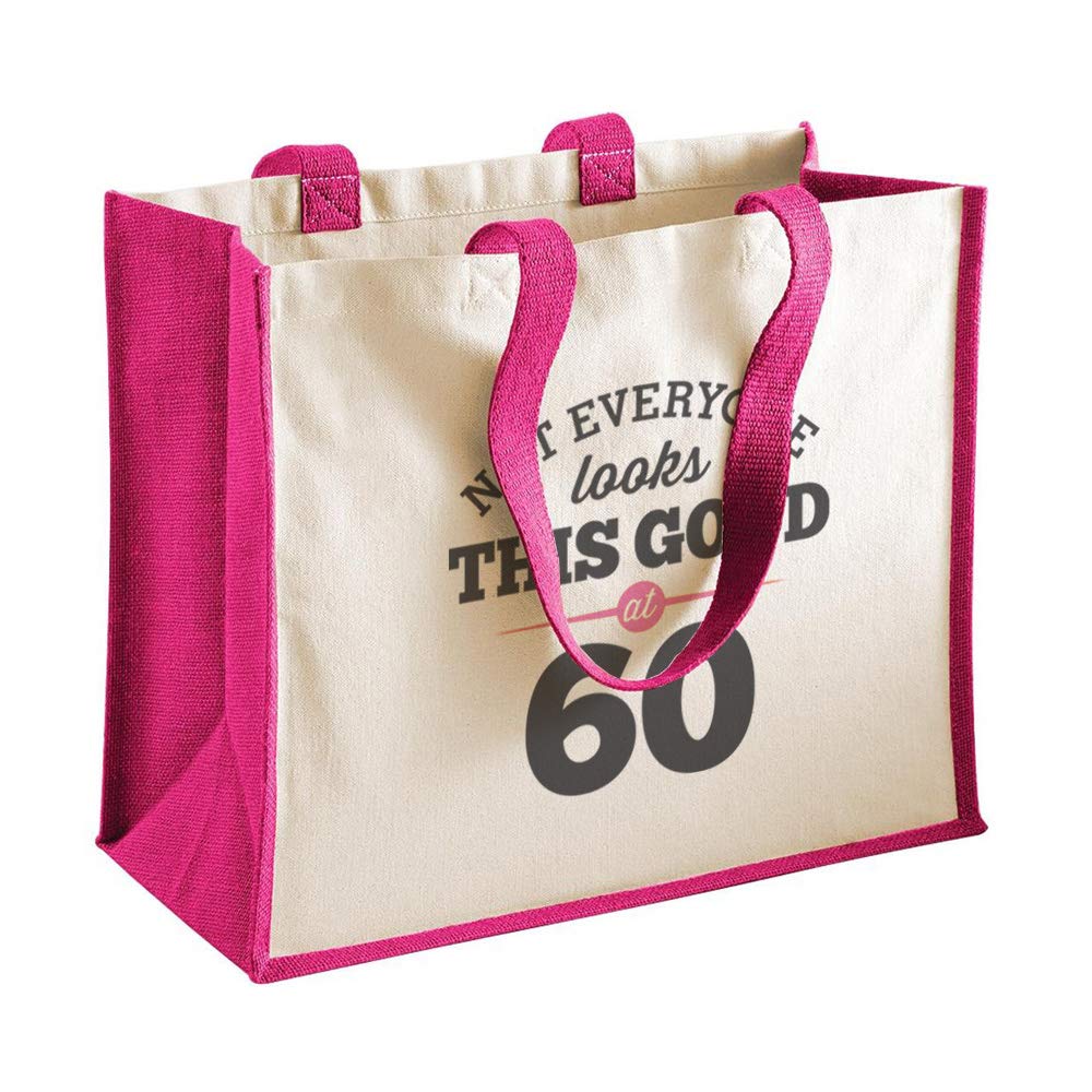 D Design Invent Print! 60th Birthday Gift Bag Keepsake Funny Gift for Women Novelty Ladies Gifts Female Birthday Shopping Bag Tote Bag Gift Idea (Fuchsia)
