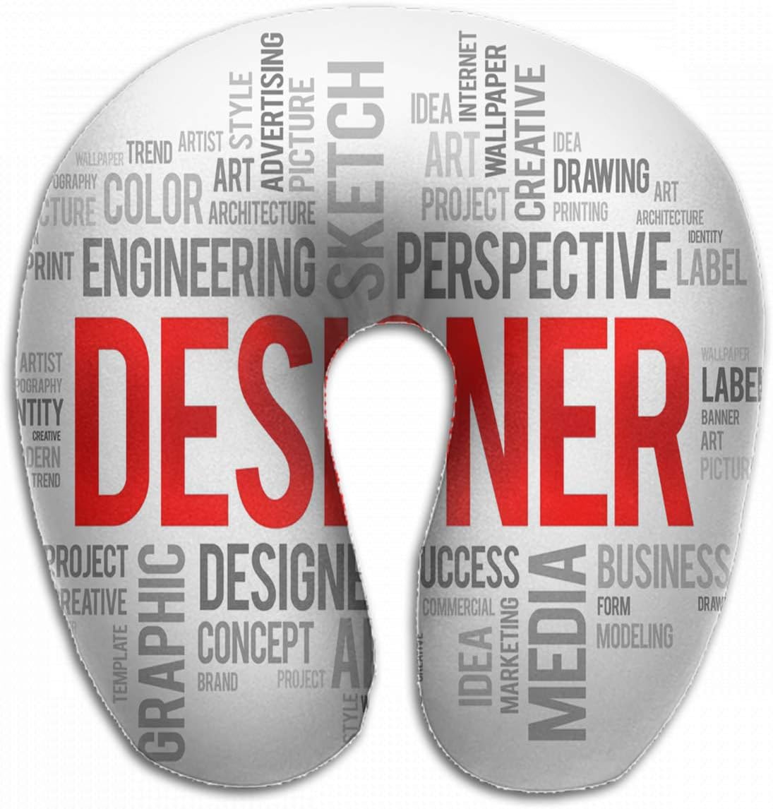 Emvency U-Shaped Travel Neck Support Pillow Designer Word Cloud Collage Abstract Airplane 12x11.5 Inch Soft U-Pillows with Rebound Material for Kids Adults