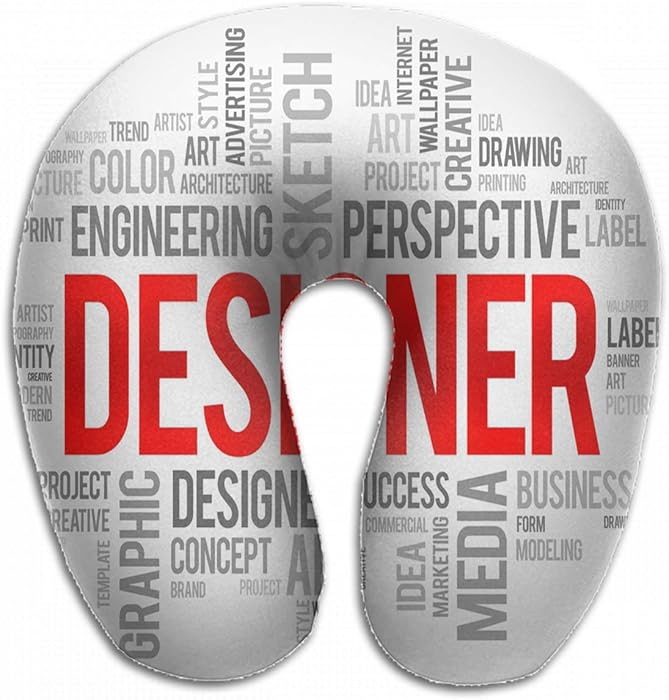 Emvency U-Shaped Travel Neck Support Pillow Designer Word Cloud Collage Abstract Airplane 12x11.5 Inch Soft U-Pillows with Rebound Material for Kids Adults