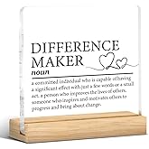 Difference Maker Gifts for Women Men, Appreciation Gifts for Coworkers Employee Leader Boss Manager Mentor Teacher Nurse, Office Retirement Gift Motivational Desk Decor Acrylic Sign, 4 x 4 Inches