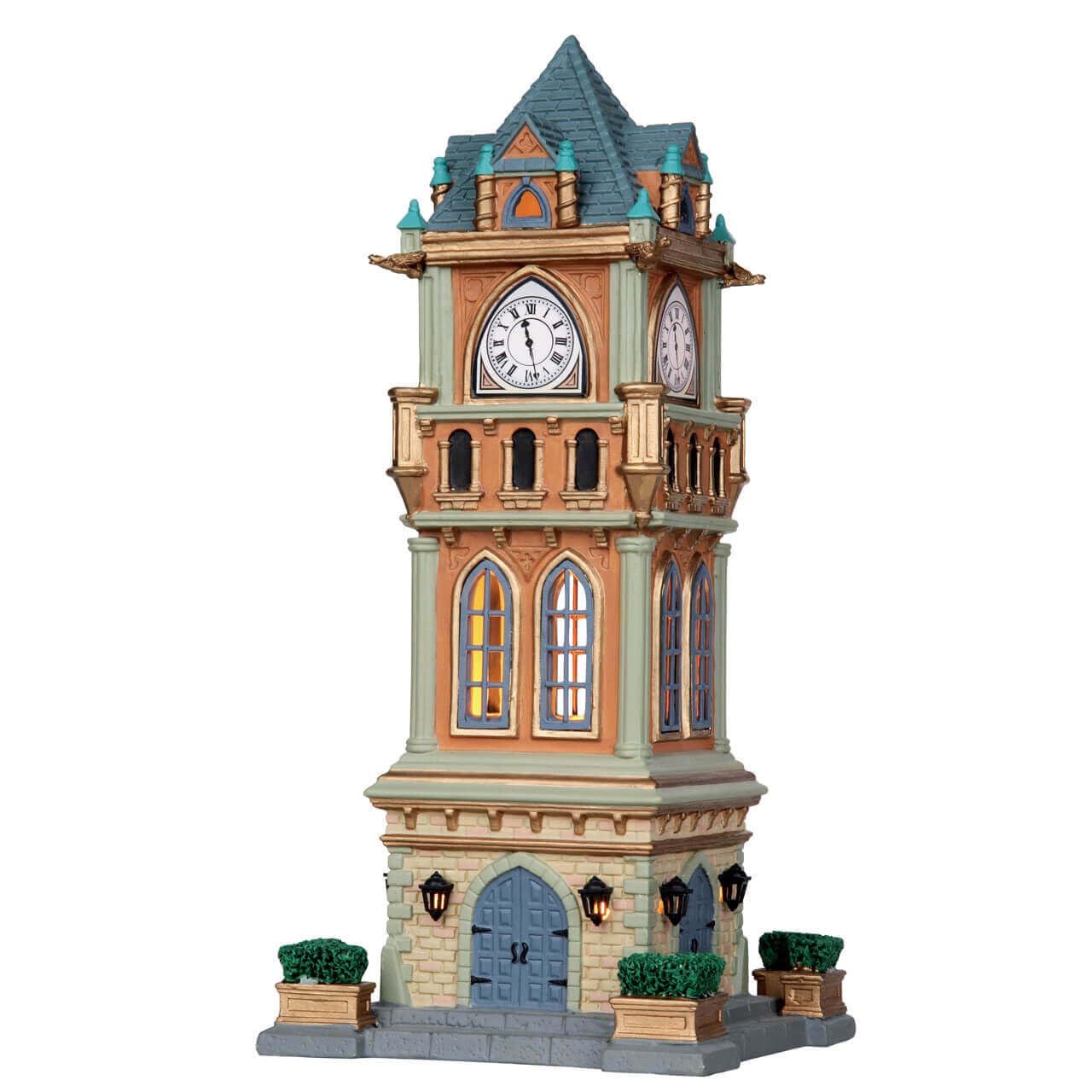 Lemax Christmas Village Municipal Clock Tower Battery Operated Led - 05007