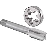 Burkit 3/4"-16 UNF Tap and Die Set Left Hand | 3/4 x 16 UNF Left Hand Machine Thread Tap and Round Die, Used for Cutting or Repairing Threads on Metal.