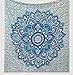 Indian Hippie Bohemian Psychedelic Ombre Floral Blue-green Queen-size-large-mandala Wall-hanging Tapestry-dorm