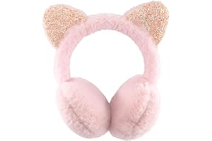 BTHRORO Kids Ear Muffs for Winter Cute Cat Earmuffs Plush Warm Ear Warmers Winter Accessories for Girls Cold Weather Earmuffs