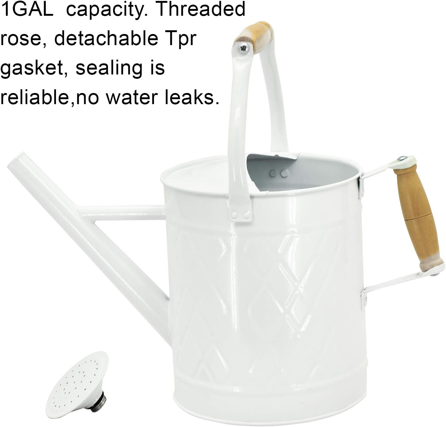 HORTICAN Galvanized Watering Can Modern Style Watering Pot with Handle and Rosehead for Outdoor and Indoor House Plants (1 gal/White) : Garden & Outdoor