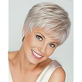 SEVENCOLORS Short Wigs for White Women Platinum Blonde Pixie Cut Wigs Layered Natural Looking Synthetic Hair Wigs for Women