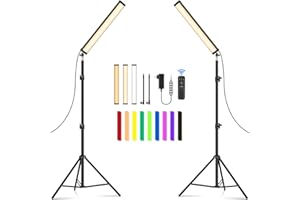 2 Pack LED Video Light Wand Stick Kit, Unicucp 2300-7800K 30W Photography Lighting with 79" Tripod Stand for Photography Stud