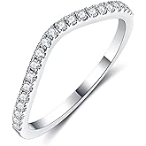 IMOLOVE IMOLOE Moissanite Wedding Bands for Women, 0.2 Carat Thin Eternity Anniversary Rings in 18K White Gold Plated Sterling Silver Shine Bright, Spend Light