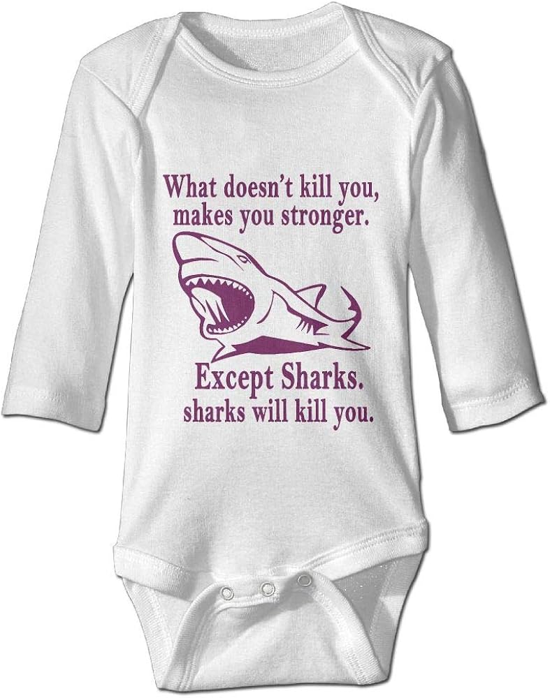 Printed Sharks Will Kill You Kawaii Newborn Infant Baby Girls Long Sleeves Romper Jumpsuit