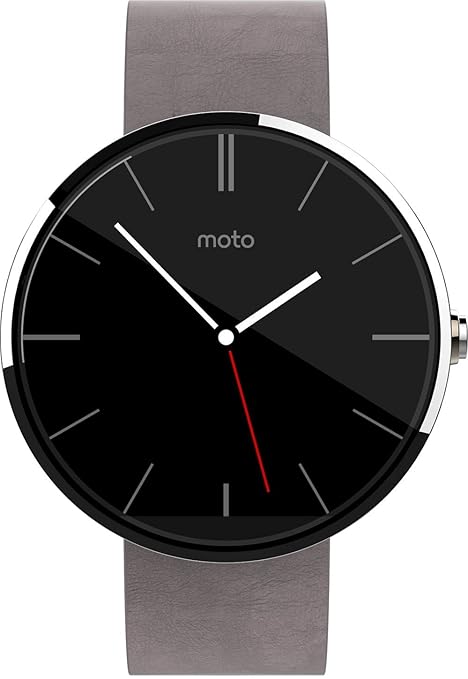 Motorola Moto 360 Smartwatch (helles Edelstahlgehäuse mit grauem Echtlederarmband)