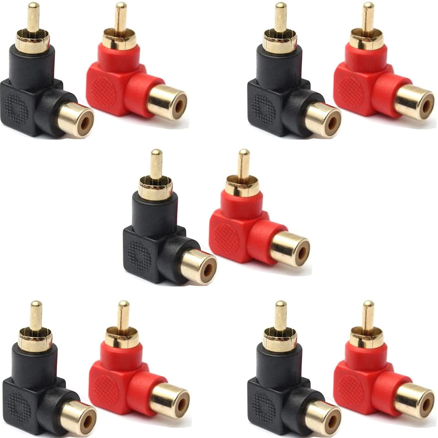 RUNCCI-YUN RCA 90 degree,Right Angle Adapter RCA Male to Female Elbow Connectors,Gold-Plated Right Angle Adapter for Stereo Audio or AV Video(10pcs)