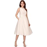 Adrianna Papell Women's Sleeveless Tea Length Dress, Ivory, 16