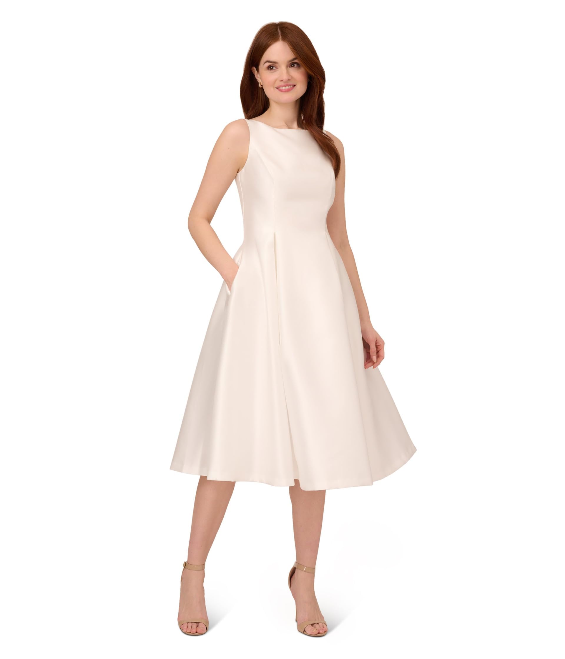 Photo 1 of Adrianna Papell Women's Sleeveless Mid-Length Party Dress with V-Back, Ivory