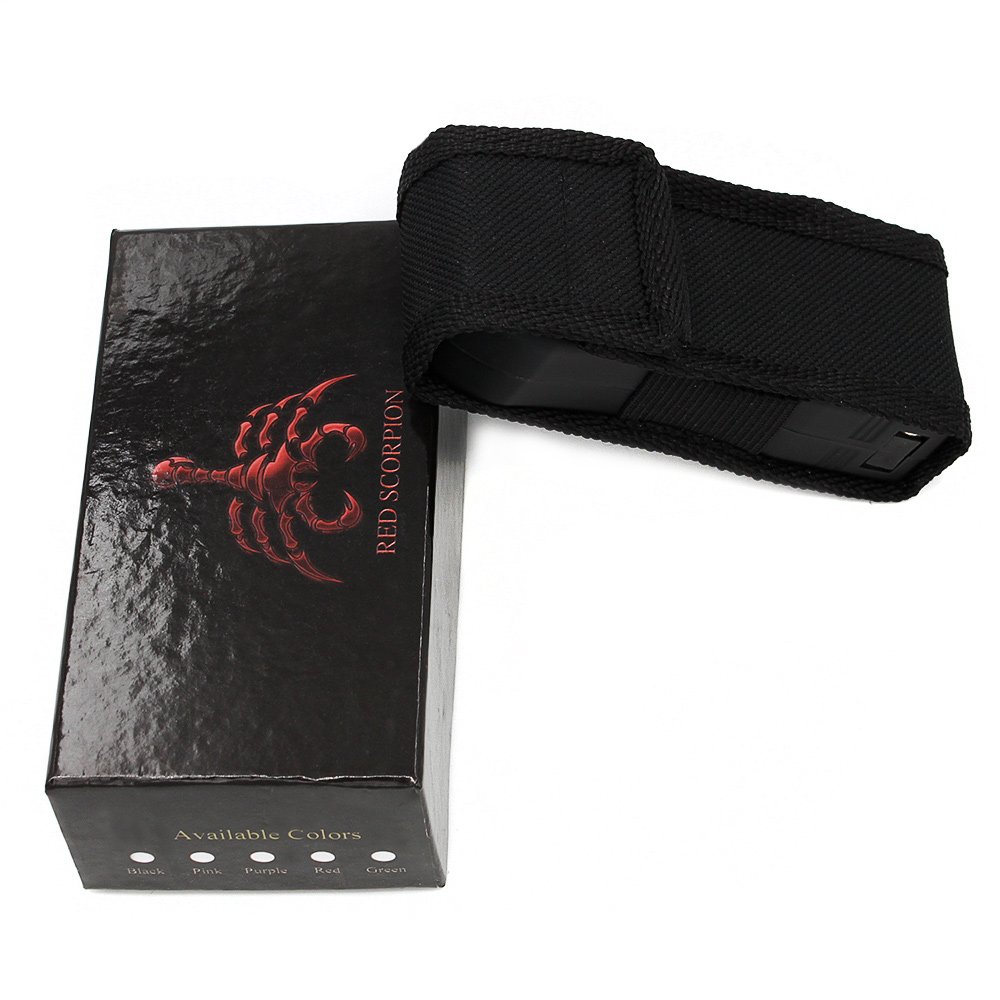 Red Scorpion Mini Stun Gun 398-39 Billion Volts Rechargeable with LED Tactical Flashlight (Black)