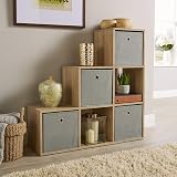 Home Source Step Style Storage 6 Cube Bookcase Oak Effect 90cm Wide view 2