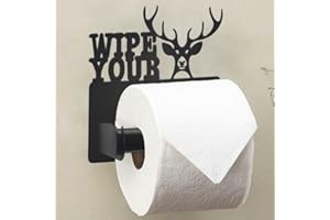 Wigag Deer Toilet Paper Holder Wall Mounted, Bathroom Decorative Metal Toilet Paper Mega Roll Holder, Rustproof Matte Black T